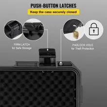 VEVOR Waterproof Hard Case, 20 x 16 x 5 Inches, with Customizable Foam, Portable Protective Hard Camera Case, Shockproof for Laptop, Pistol, Camera, and More, Black