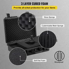 VEVOR Waterproof Hard Case, 19 x 14 x 5 Inches, with Customizable Foam, Portable Protective Hard Camera Case, Shockproof for Laptop, Pistol, Camera, and More, Black
