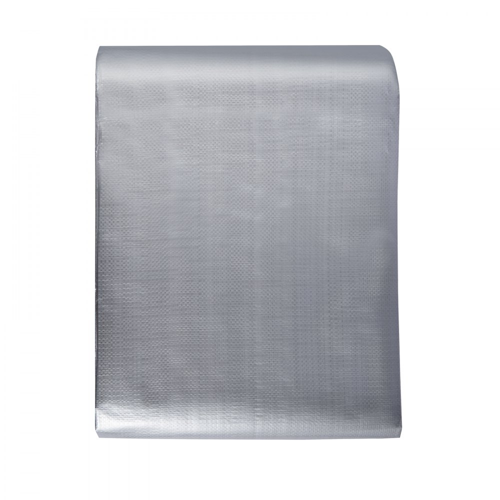 VEVOR Tarp Impermeabil 16 x 20 ft, Prelată din plastic din polietilenă 10 Mil, Prelata de exterior rezistentă la rupere și la razele UV, cu oeliuri întărite de înaltă durabilitate (argintiu/maro)