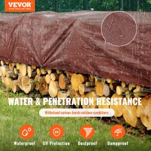 VEVOR Tarp Heavy Duty Waterproof 10x12 ft, 16 Mil Extra Thick Plastic Poly Blue Tarp Cover, Multi Purpose Tear UV and Temperature Resistant Outdoor Tarpaulin with Reinforced Grommets (Brown)
