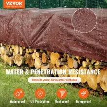 VEVOR Tarp 20x40 ft 16 Mil Extra Thick, Waterproof Poly Plastic Tarps Cover, Multi-Purpose Outdoor Tarpaulin with Grommets & Reinforced Edges for Truck, RV, Boat, Camping (Brown)