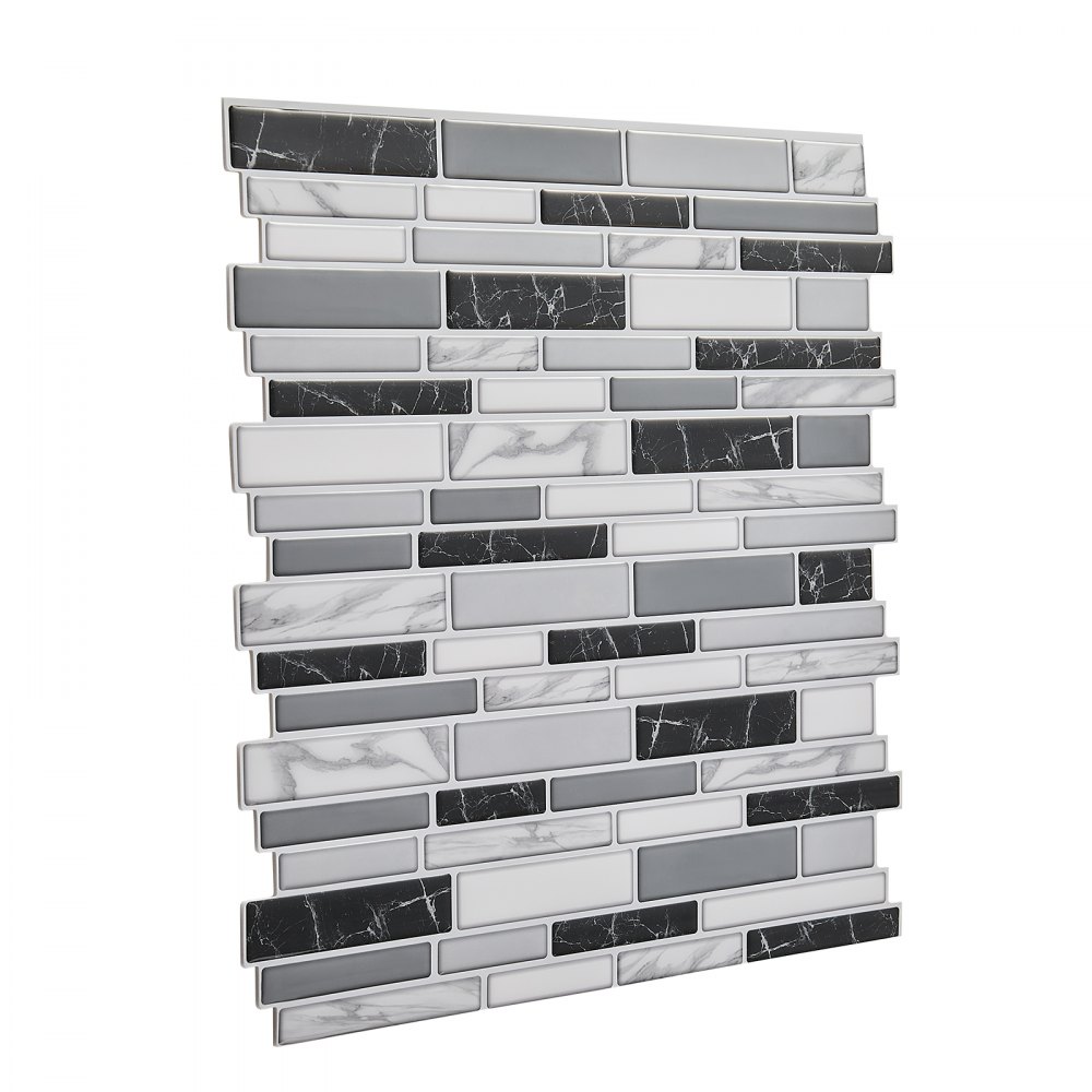 VEVOR Peel and Stick Backsplash 10-Sheet, 12 x 12 x 0.78 inch / 305 x 305 x 2.0 mm Self-Adhesive Wall Tiles, Stick on Subway Tile Backsplash for Kitchen, 3D Back Splashes for Bathroom, Stone-Look
