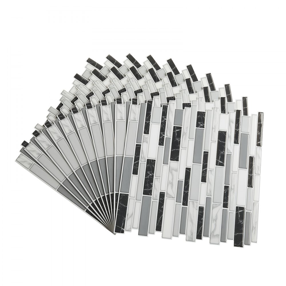 VEVOR Peel and Stick Backsplash 10-Sheet, 12 x 12 x 0.78 inch / 305 x 305 x 2.0 mm Self-Adhesive Wall Tiles, Stick on Subway Tile Backsplash for Kitchen, 3D Back Splashes for Bathroom, Stone-Look