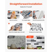 10Pcs Peel and Stick Backsplash 12x12x0.78 in Self-Adhesive Wall Tile Stone-Look