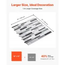 10Pcs Peel and Stick Backsplash 12x12x0.78 in Self-Adhesive Wall Tile Stone-Look