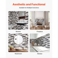 10Pcs Peel and Stick Backsplash 12x12x0.78 in Self-Adhesive Wall Tile Stone-Look