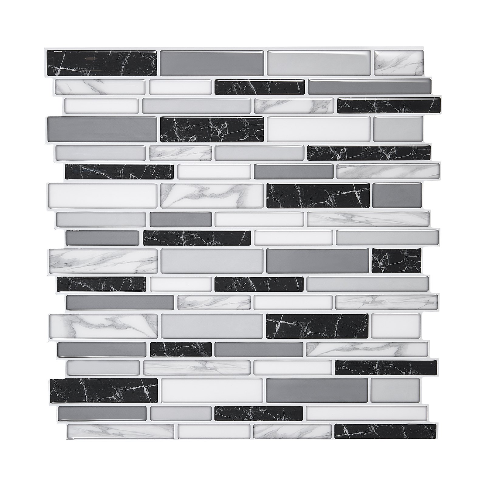 VEVOR Peel and Stick Backsplash 10-Sheet, 12 x 12 x 0.78 inch / 305 x 305 x 2.0 mm Self-Adhesive Wall Tiles, Stick on Subway Tile Backsplash for Kitchen, 3D Back Splashes for Bathroom, Stone-Look