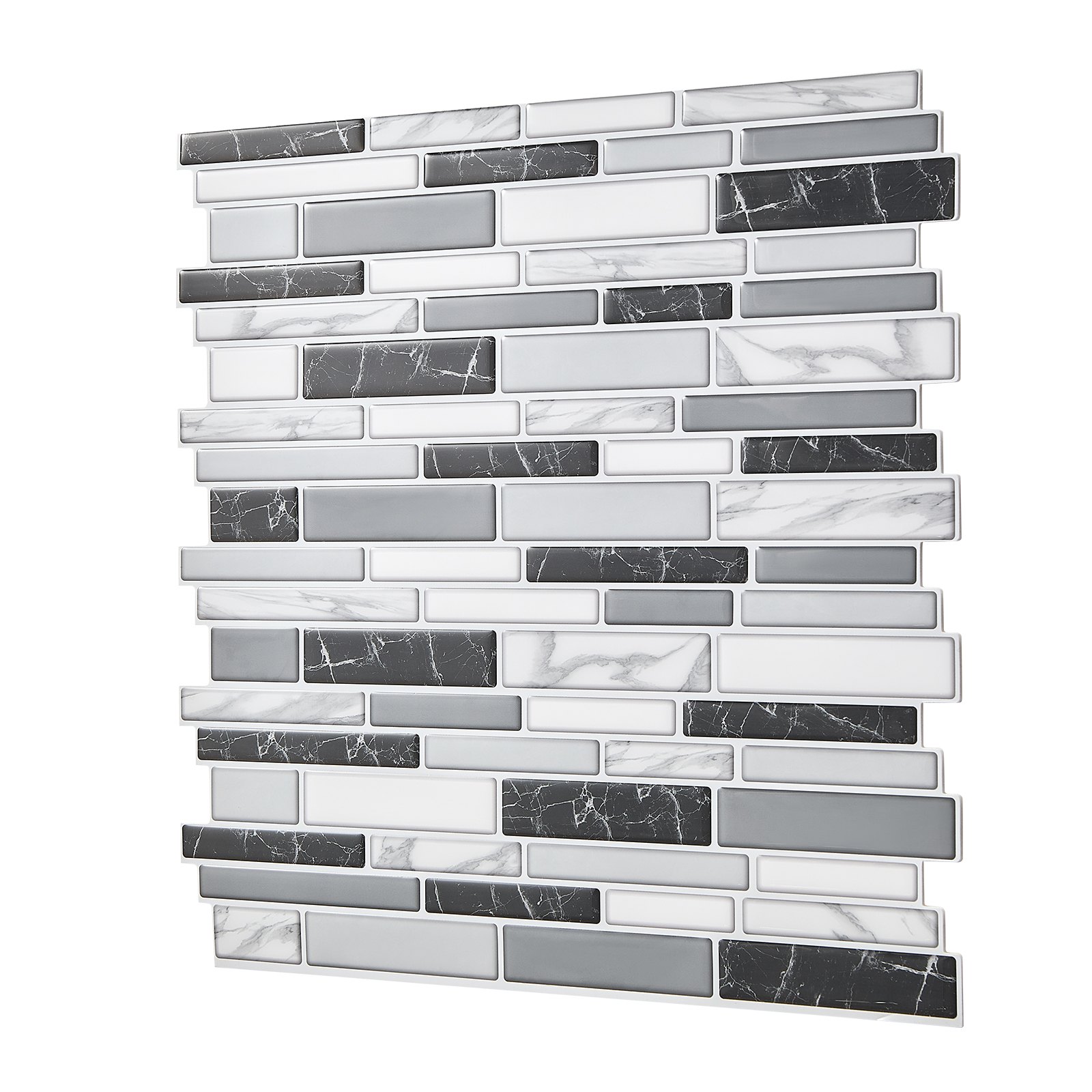 VEVOR Peel and Stick Backsplash 10-Sheet, 12 x 12 x 0.78 inch / 305 x 305 x 2.0 mm Self-Adhesive Wall Tiles, Stick on Subway Tile Backsplash for Kitchen, 3D Back Splashes for Bathroom, Stone-Look