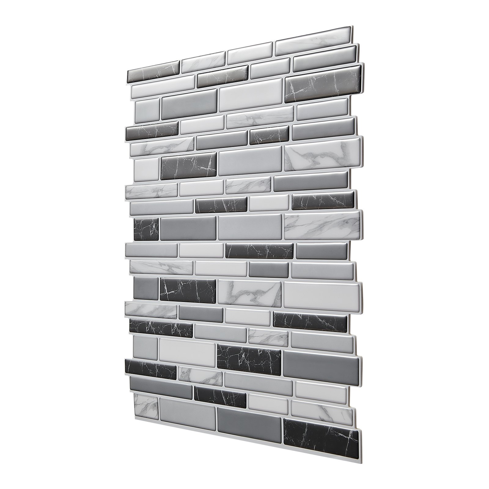 VEVOR Peel and Stick Backsplash 10-Sheet, 12 x 12 x 0.78 inch / 305 x 305 x 2.0 mm Self-Adhesive Wall Tiles, Stick on Subway Tile Backsplash for Kitchen, 3D Back Splashes for Bathroom, Stone-Look