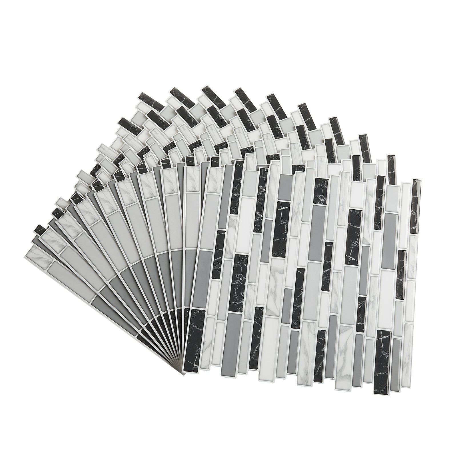 VEVOR Peel and Stick Backsplash 10-Sheet, 12 x 12 x 0.78 inch / 305 x 305 x 2.0 mm Self-Adhesive Wall Tiles, Stick on Subway Tile Backsplash for Kitchen, 3D Back Splashes for Bathroom, Stone-Look