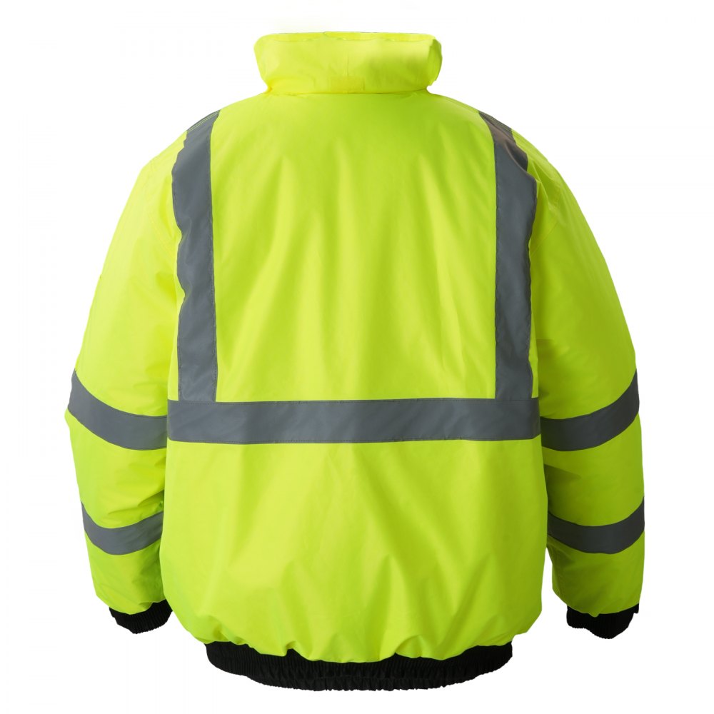 VEVOR High Visibility Reflective Safety Jacket, Waterproof Winter Hoodie, Work Construction Coat with Pockets for Men & Women, Rain Gear Meet ANSI & Class 3, Hi Vis Yellow Coat with Black Bottom, L