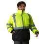 VEVOR High Visibility Reflective Safety Jacket, Waterproof Winter Hoodie, Work Construction Coat with Pockets for Men & Women, Rain Gear Meet ANSI & Class 3, Hi Vis Yellow Coat with Black Bottom, L