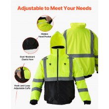 High Visibility Reflective Safety Jacket Waterproof Winter Coat Yellow-Black L