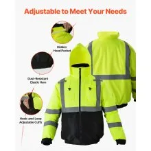 High Visibility Reflective Safety Jacket Waterproof Winter Coat Yellow-Black L
