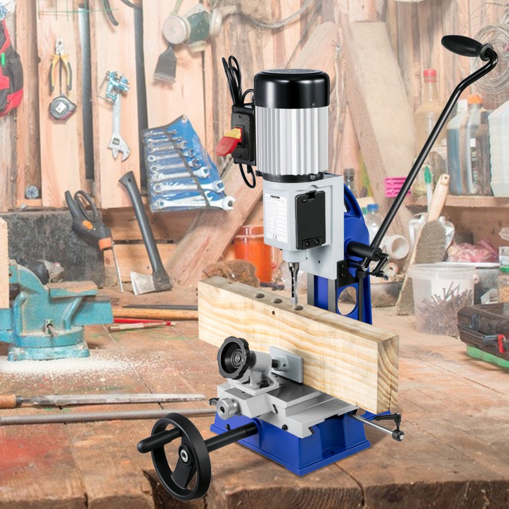 VEVOR Woodworking Mortise Machine, 373 W(1/2 HP) 1400RPM Powermatic Mortiser, With Movable Work Bench Benchtop Mortising Machine, For Making Round Holes Square Holes Or Special Square Holes In Wood
