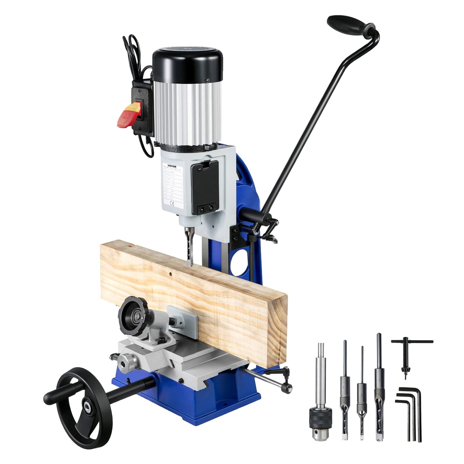 VEVOR Woodworking Mortise Machine, 373 W(1/2 HP) 1400RPM Powermatic Mortiser, With Movable Work Bench Benchtop Mortising Machine, For Making Round Holes Square Holes Or Special Square Holes In Wood