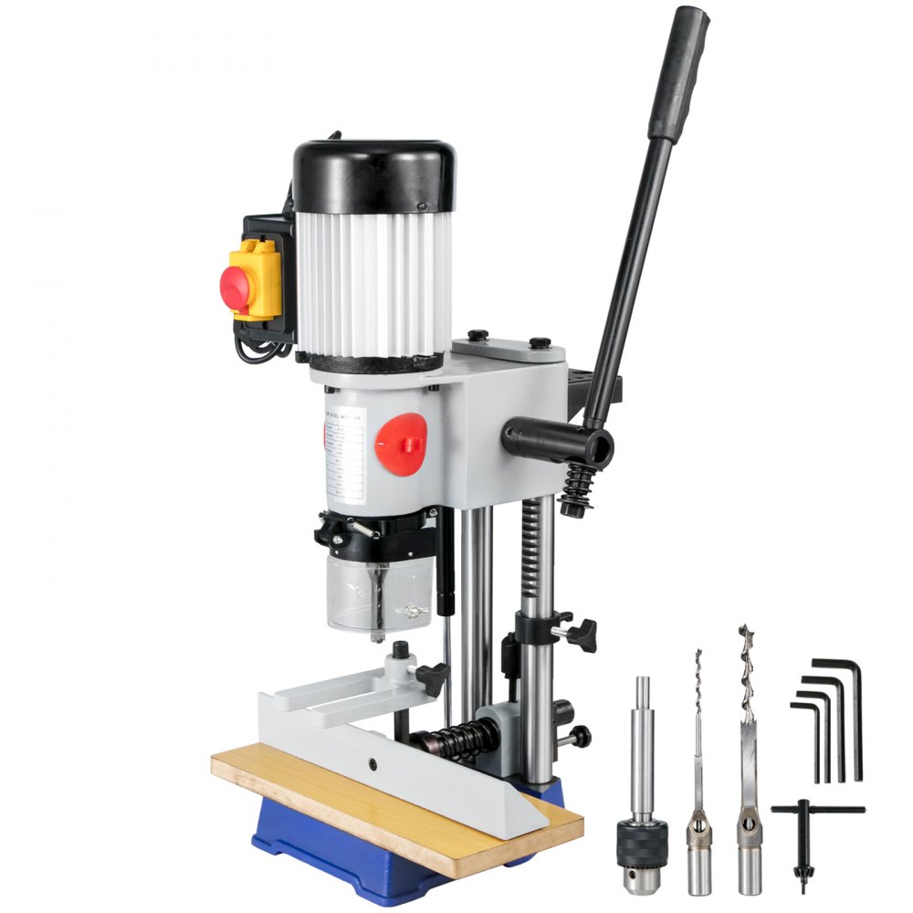 VEVOR Bench Morticer 1/2 HP 1400RPM Benchtop Drill Presses 60 Pounds Weigh Benchtop Mortising Machine 13mm Chuck Capacity For Internal grinding Metal Drilling Cutting Wooden Mortises
