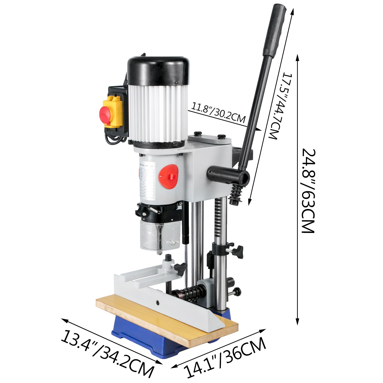 VEVOR Bench Morticer 1/2 HP 1400RPM Benchtop Drill Presses 60 Pounds Weigh Benchtop Mortising Machine 13mm Chuck Capacity for Internal Grinding Metal Drilling Cutting Wooden Mortises