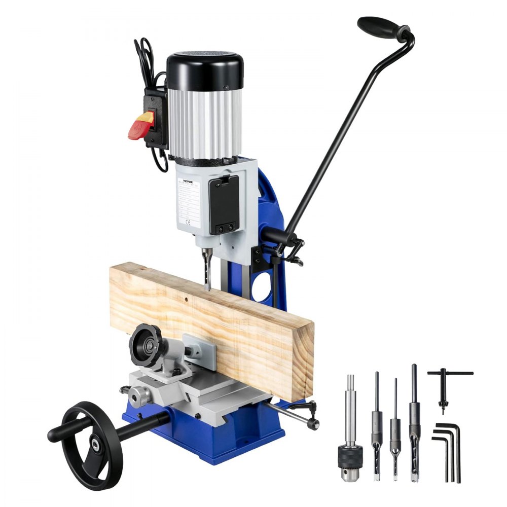 VEVOR Træbearbejdningsmaskine, 1/2 HK 1400RPM Powermatic Mortiser, med bevægelig arbejdsbænk bænkbortboringsmaskine, til at lave runde huller firkantede huller eller specielle firkantede huller i træ