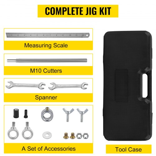 VEVOR 16PCS Mortice Door Lock Fitting Mortiser Jig Kit Tool w/ 3 Cutters & Ruler
