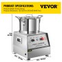 VEVOR Procesador de alimentos comercial de 110 V, capacidad de 5 L, cortador de alimentos eléctrico de 550 W, procesador de alimentos de acero inoxidable de 1400 RPM, perfecto para verduras, frutas, granos, maní, jengibre, ajo