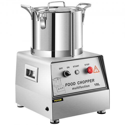 VEVOR 110V Commercial Food Processor 10L Capacity 1100W Electric Food Cutter 1400RPM Stainless Steel Food Processor Perfect for Vegetable Fruits Grains Peanut Ginger Garlic
