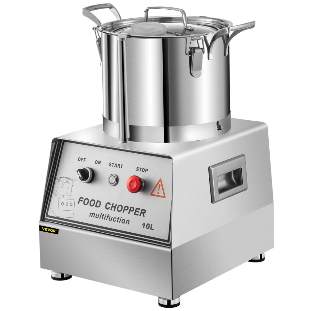 VEVOR 110V Commercial Food Processor 10L Capacity 1100W Electric Food Cutter 1400RPM Stainless Steel Food Processor Perfect for Vegetable Fruits Grains Peanut Ginger Garlic