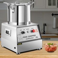 VEVOR 110V Commercial Food Processor 10L Capacity 1100W Electric Food Cutter 1400RPM Stainless Steel Food Processor Perfect for Vegetable Fruits Grains Peanut Ginger Garlic