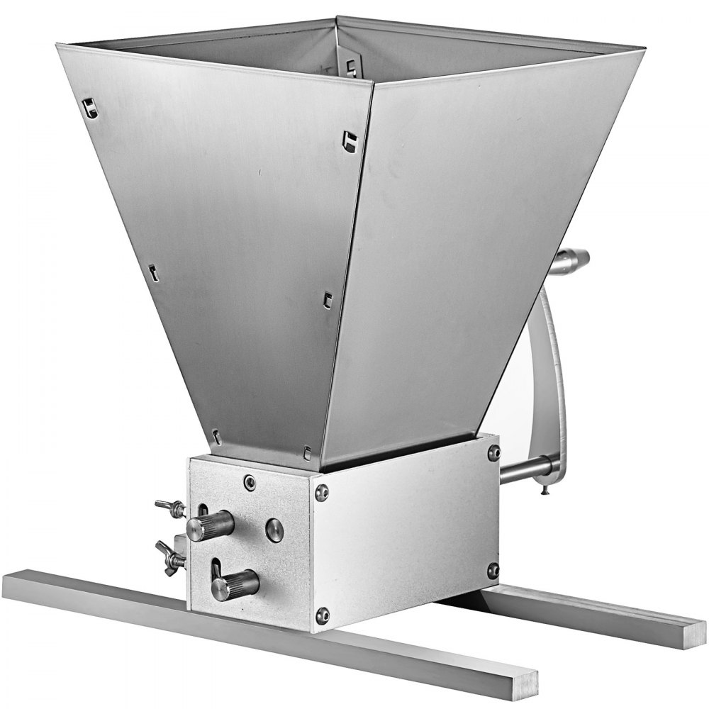 VEVOR 0.64~2.5mm Malt Crusher Stainless Steel 3 Roller Malt Mill Homebrew Grain Crusher Manual Adjustable with Base