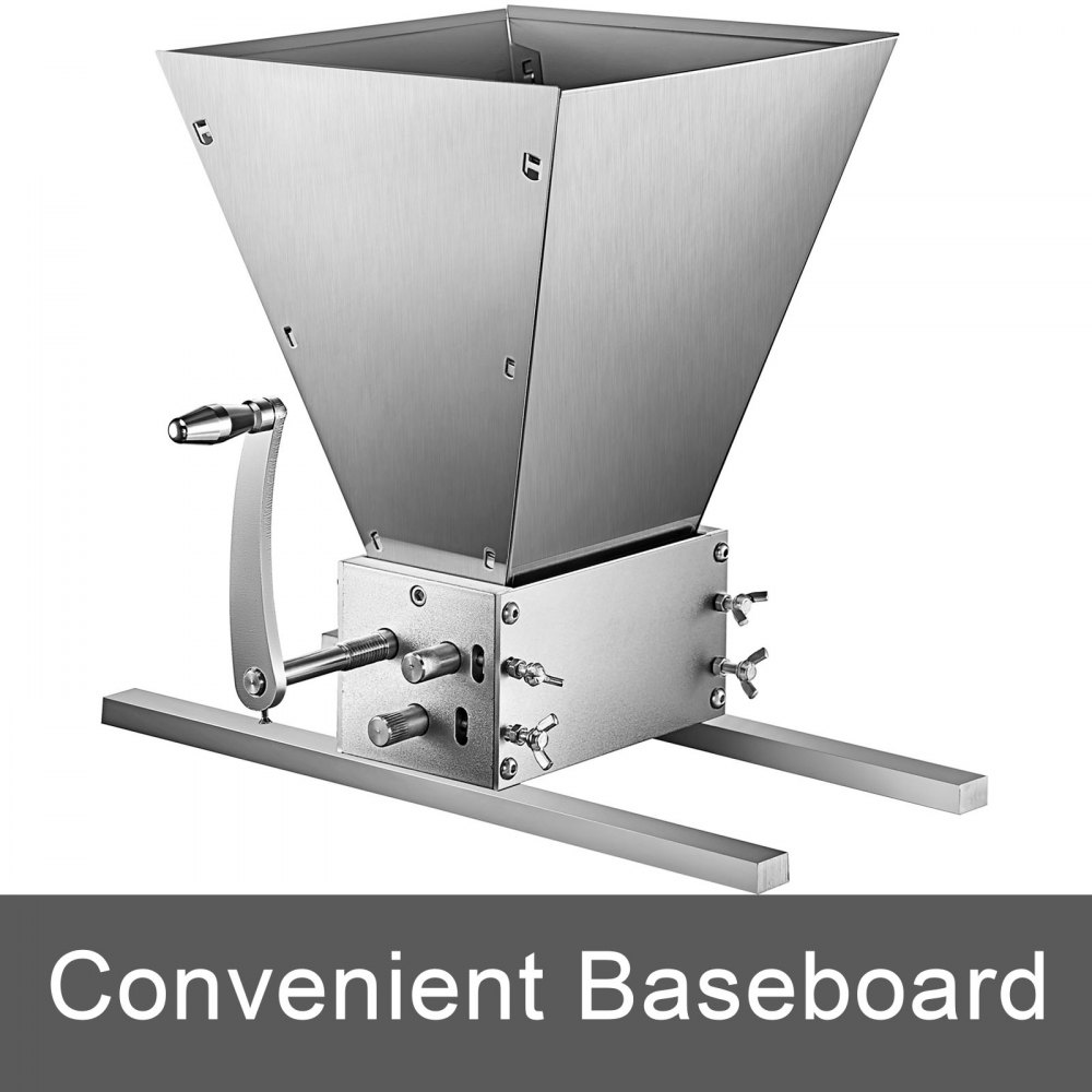 VEVOR 0.64~2.5mm Malt Crusher Stainless Steel 3 Roller Malt Mill Homebrew Grain Crusher Manual Adjustable with Base