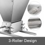 VEVOR 0.64~2.5mm Malt Crusher Stainless Steel 3 Roller Malt Mill Homebrew Grain Crusher Manual Adjustable with Base