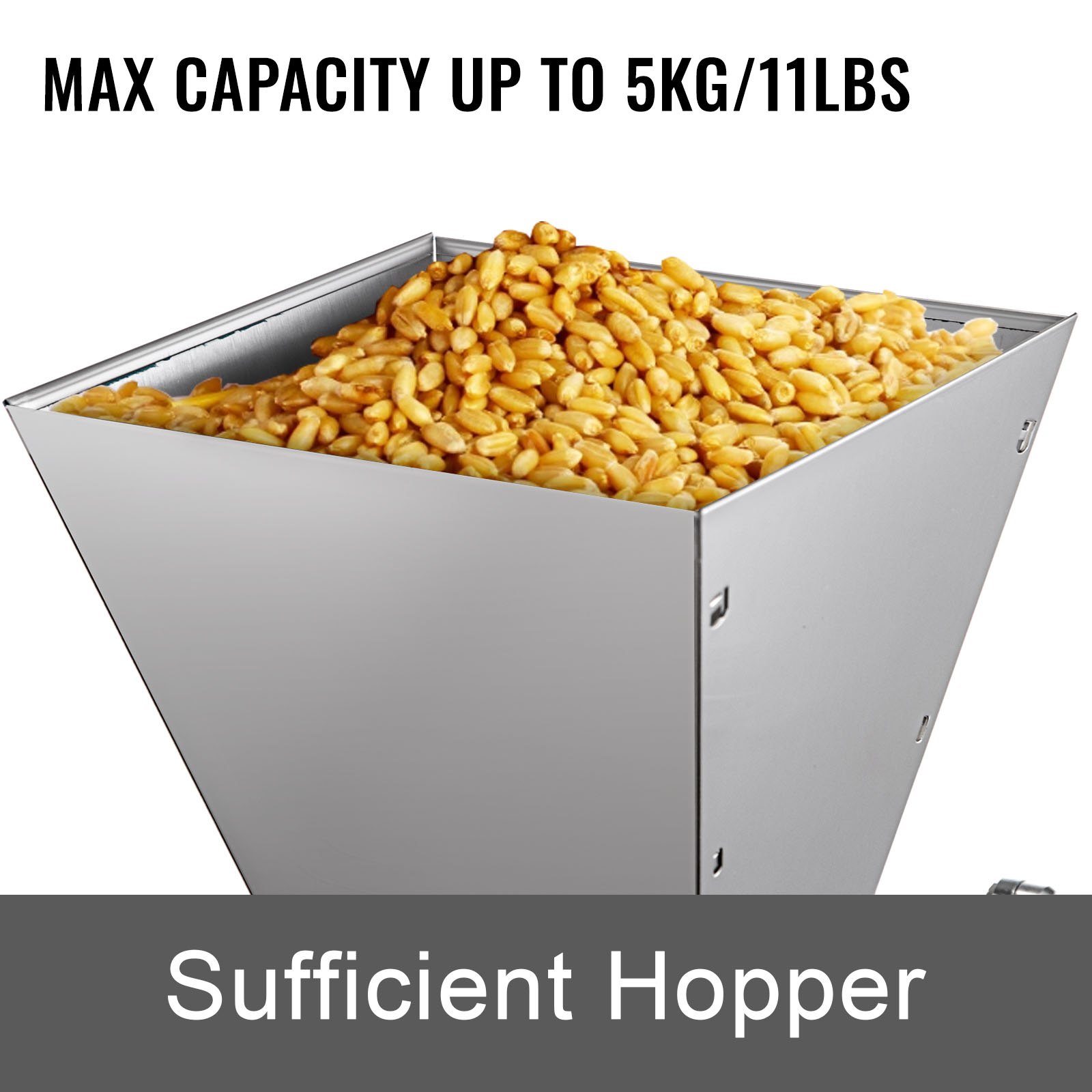 VEVOR 0.64~2.5mm Malt Crusher Stainless Steel 3 Roller Malt Mill Homebrew Grain Crusher Manual Adjustable with Base