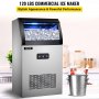 VEVOR Commercial Ice Maker Machine, 120 LBS/24H Stainless Steel Under Counter Ice Machine with 24 LBS Storage for Home Office Restaurant Bar etc,2 Water Inlet Modes, Water Filter, Scoops, Drain Pipe