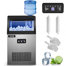 BENTISM 110V Commercial Ice Maker 265lbs/24h, 750W Commercial Ice Machine  with 55lbs Storage Capacity, Stainless Steel Construction Ice Cube Making