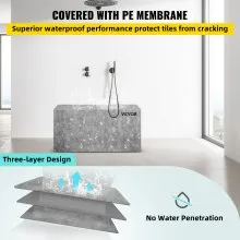 VEVOR Tile Shower Seat, 38.2" x 11.4" x 20" Ready To Tile Shower Seat, Factory Waterproof & 100% Leak Proof Tileable Shower Corner Seat, 440 lbs Load-bearing Rectangular Board Shower Bench