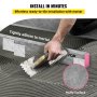 hand applying mortar for VEVOR shower curb installation with tile setup guide and fluffy surface detail.