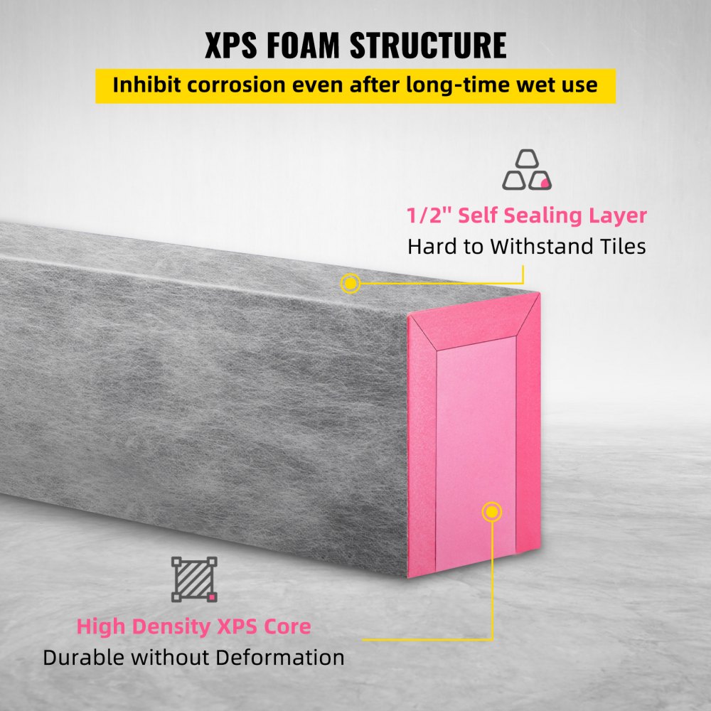 VEVOR Shower Curb, 38'' x 4'' x 6'', Cuttable Waterproof XPS Foam Curb, Covering with PE Waterproof Membrane, Ready-to-tile with Thin-set Mortar, Perfect for Bathroom Decoration