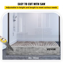 VEVOR Shower Curb, 38\'\' x 4\'\' x 6\'\', Cuttable Waterproof XPS Foam Curb, Covering with PE Waterproof Membrane, Ready-to-tile with Thin-set Mortar, Perfect for Bathroom Decoration