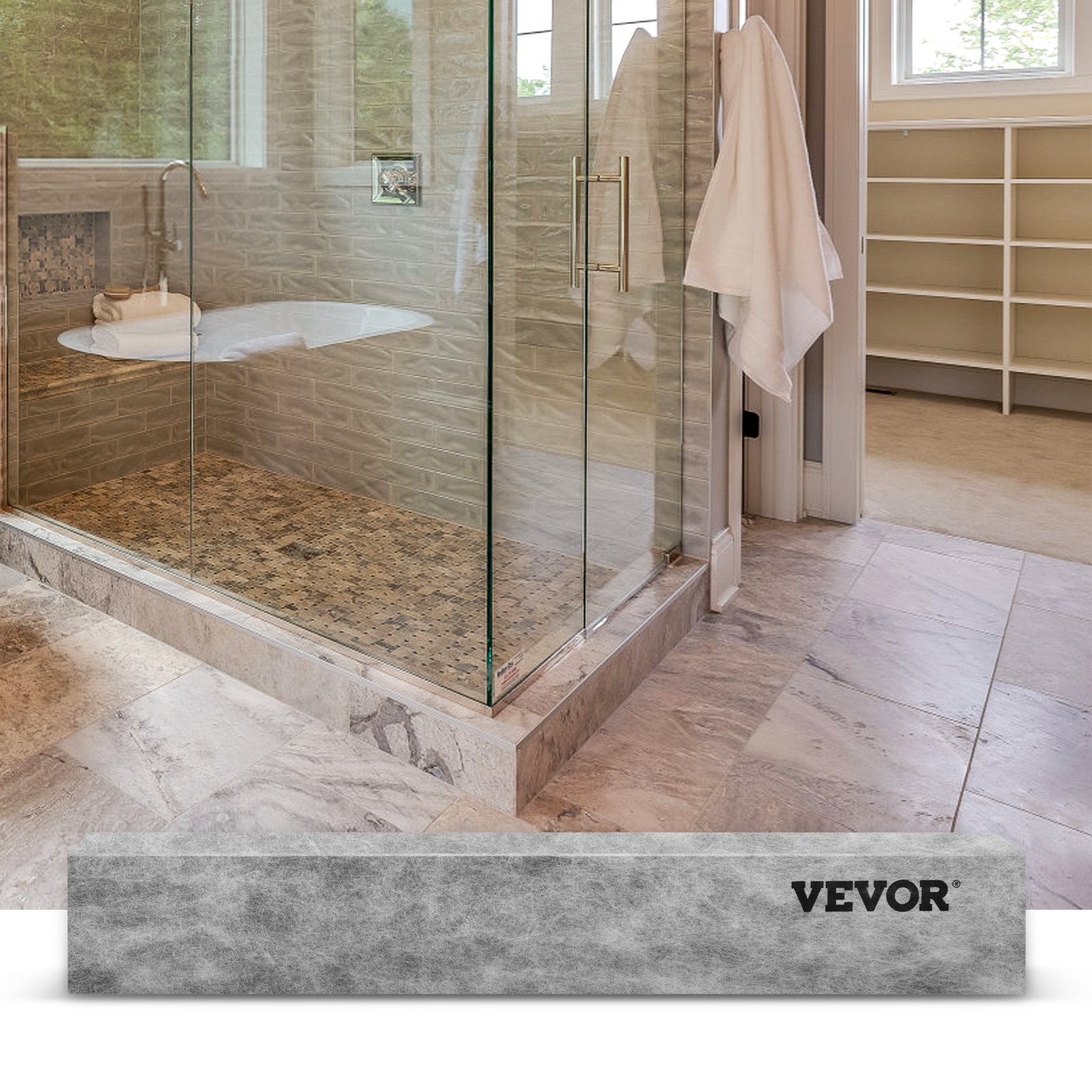 VEVOR Shower Curb, 38'' x 4'' x 6'', Cuttable Waterproof XPS Foam Curb, Covering with PE Waterproof Membrane, Ready-to-tile with Thin-set Mortar, Perfect for Bathroom Decoration