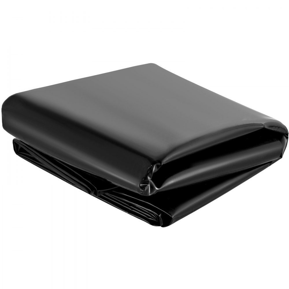 folded black VEVOR pond liner with smooth, glossy surface.