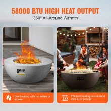 VEVOR Propane Fire Pit Outdoor Concrete Gas Fire Pit 39 in Tabletop 50000 BTU