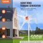 VEVOR 500 W-os szélturbina-generátor, 12 V-os szélturbina-készlet, 5 lapátos szélerőmű MPPT vezérlővel, állítható szélirány és 2,5 m/s indítási szélsebesség, otthoni, farm-, lakókocsi- és hajóhasználatra alkalmas