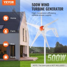 VEVOR 500W Wind Turbine Generator, 12V Wind Turbine Kit, 5-Blade Wind Power Generator with MPPT Controller, Adjustable Windward Direction & 2.5m/s Start Wind Speed, Suitable for Home, Farm, RVs, Boats