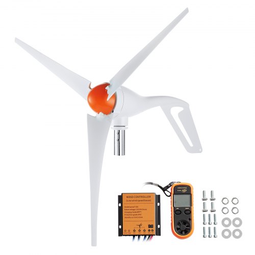 VEVOR 500W Wind Turbine Generator with Anemometer, 12V Wind Turbine Kit, 3-Blade Wind Power Generator, MPPT Controller & Adjustable Windward Direction, Suitable for Home, Farm, RVs, Boats