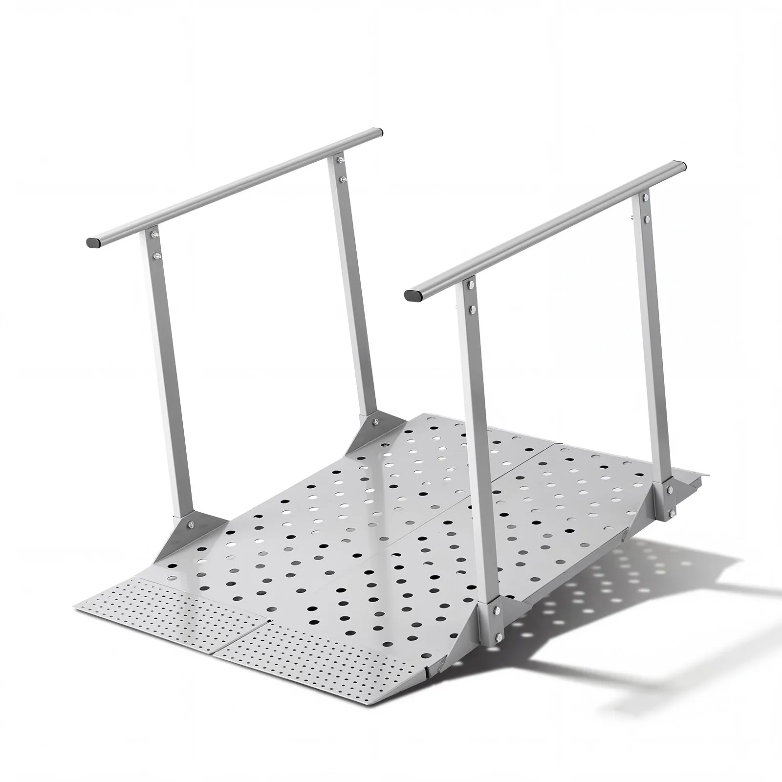 VEVOR Wheelchair Ramp with Handrails, 44.9 x 33.5 in, Heavy Duty Carbon Steel Handicap Ramp, 440 lbs Capacity, Non-Slip Portable Threshold Ramps for Home Steps, Stairs, Doorways, Curbs, Walkers, Scooters