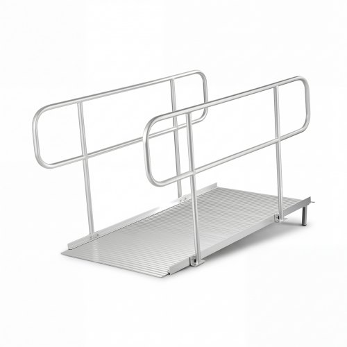 VEVOR Wheelchair Ramp with Handrails, 1806 x 830 mm, Heavy Duty Wide Aluminum Wheelchair Ramp with Adjustable Legs, 453.6 kg Capacity, Portable Threshold Ramps for Home Steps, Stairs, Doorways, Curbs