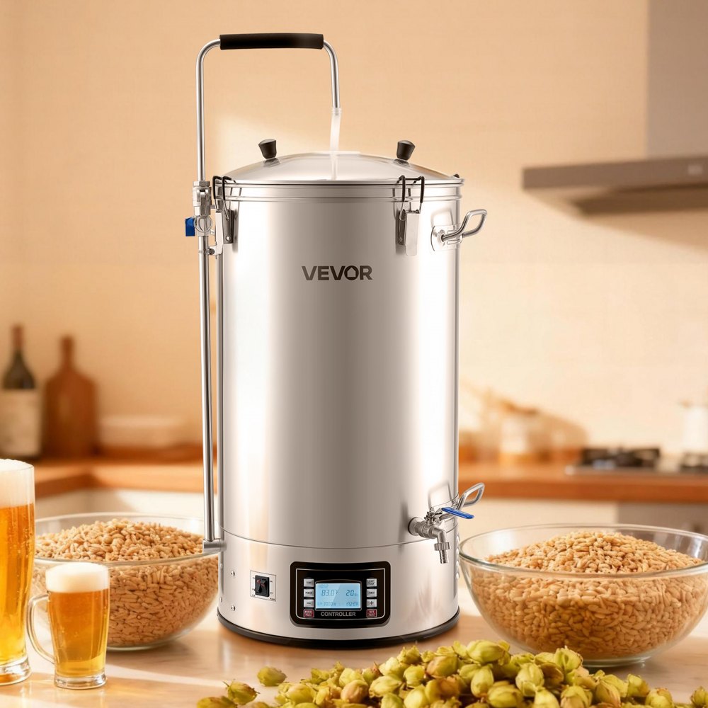 VEVOR Electric Brewing System, 16 Gal/60L Brewing Pot, 3000W Power All-in-One Home Beer Brewer with Recipe Memory, Auto/Manual Mode Mash Boil Device with Control Panel, 25-100℃ Temp & 1-180 min Timer