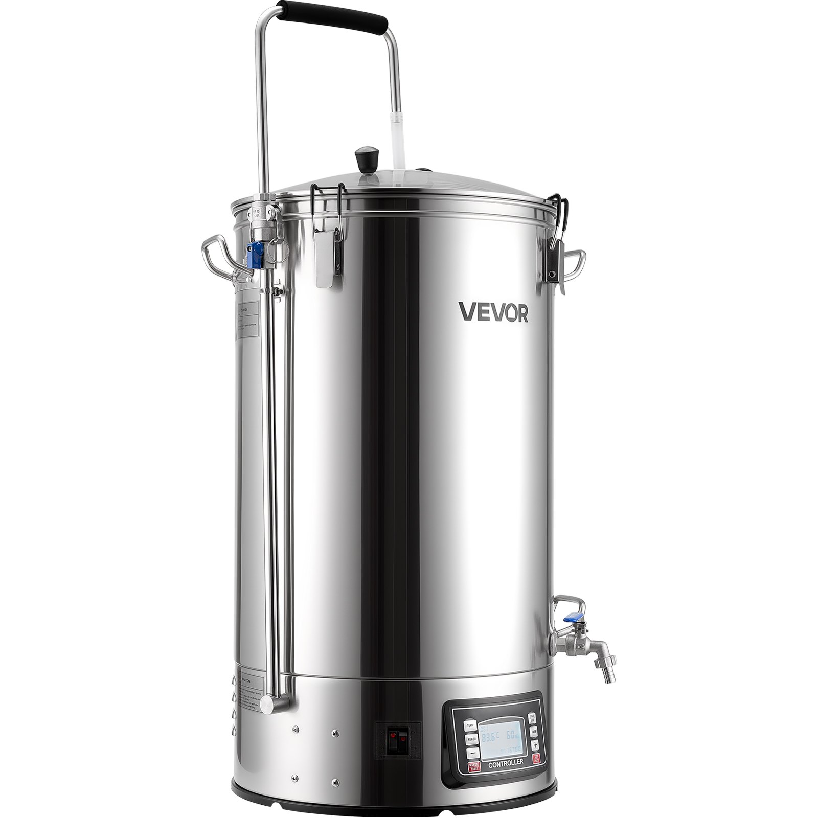 VEVOR Electric Brewing System, 16 Gal/60L Brewing Pot, 3000W Power All-in-One Home Beer Brewer with Recipe Memory, Auto/Manual Mode Mash Boil Device with Control Panel, 25-100℃ Temp & 1-180 min Timer