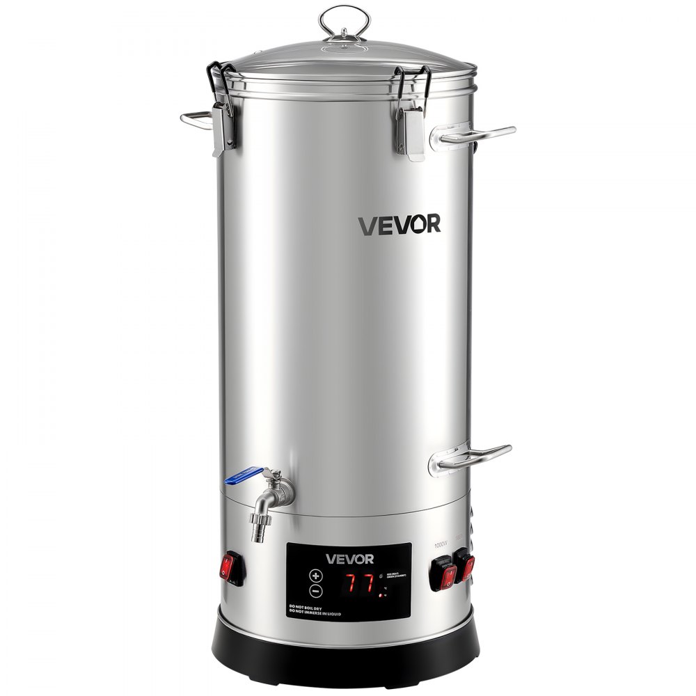 VEVOR Electric Brewing System, 8 Gal/30L Brewing Pot Home Beer Brewer, 304 Stainless Steel Body, Mash Boil Device with Integrated Inner Barrel & Reinforced Handle, 25-100℃ Temp