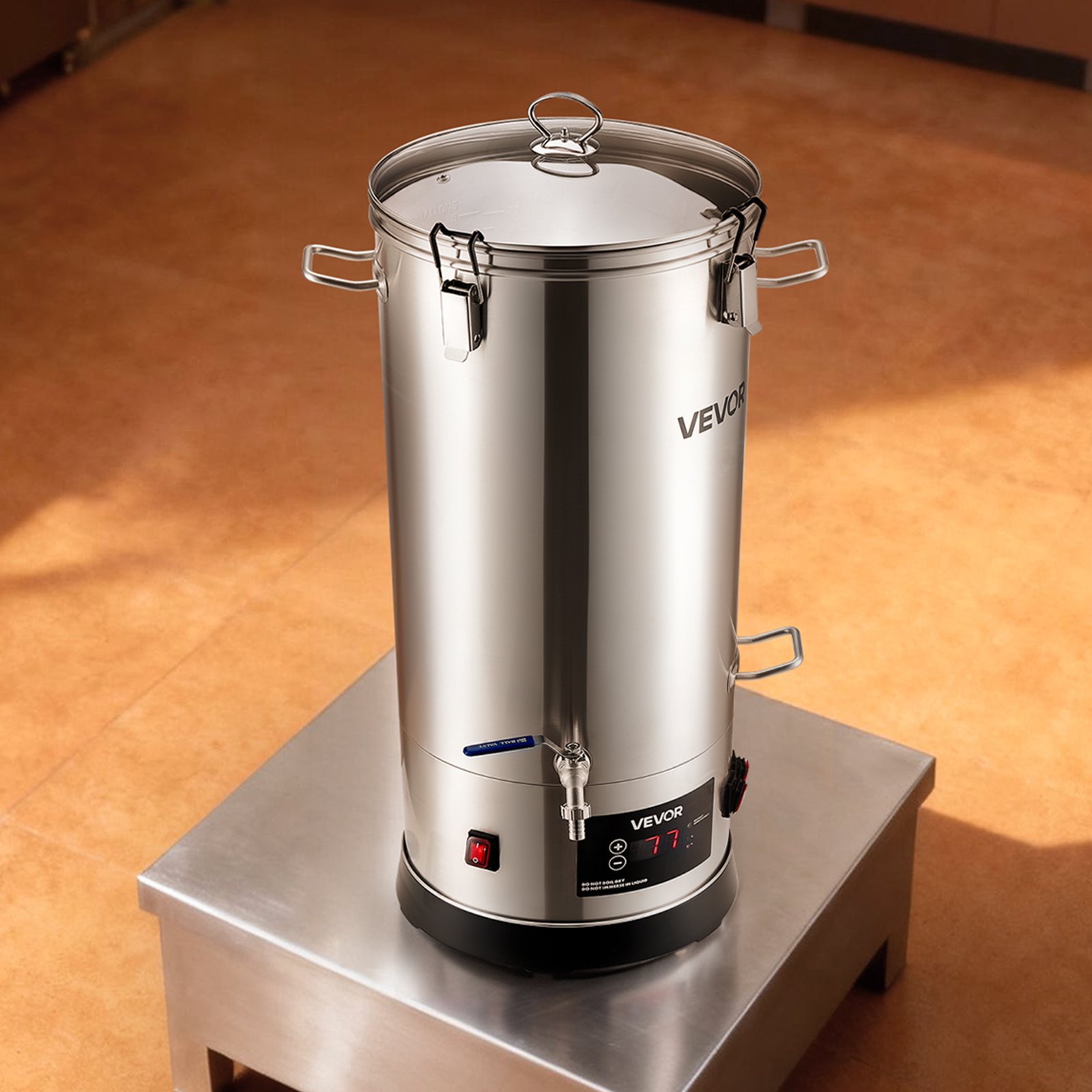 VEVOR Electric Brewing System, 8 Gal/30L Brewing Pot Home Beer Brewer, 304 Stainless Steel Body, Mash Boil Device with Integrated Inner Barrel & Reinforced Handle, 25-100℃ Temp